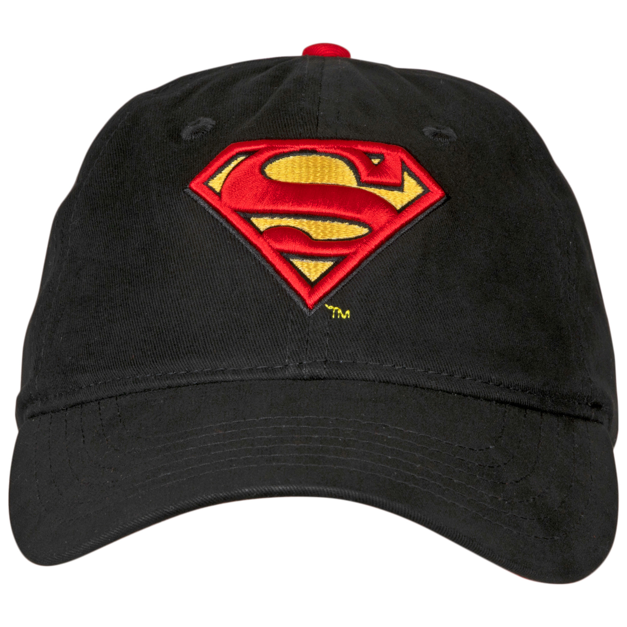 Superman Classic Symbol Black Curved Brim Adjustable Dad Hat